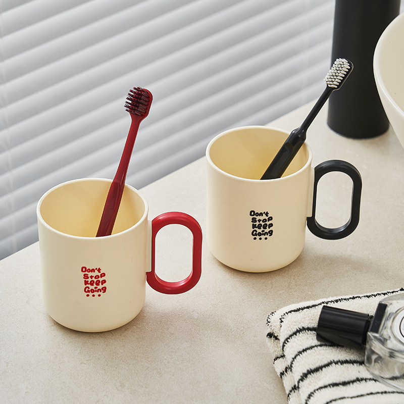 F37-1001 Dual-color mouth cup couple mouthwash cup, simple InS-style printed brushing cup handle, large-capacity mouth cup