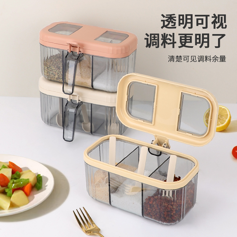 X111-9107 Light Luxury Transparent Three-Style Flavor Box Set for Home Kitchen Salt and Monosodium glutamate Seasoning Bottle detail image 2