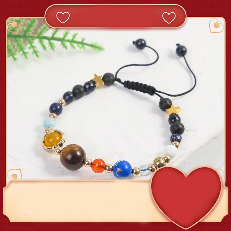 wish爆款宇宙银河太阳系八大行星手链守护星星天然石串珠手链