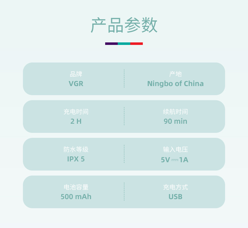 VGR737 Electric hair Remover, waterproof women's private full-body trimmer, compact and portable travel USB hair remover pic 5