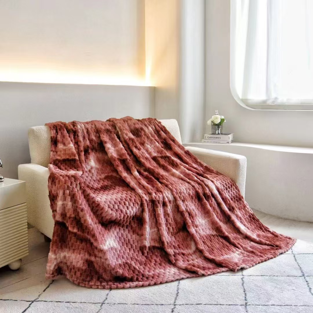 Wholesale golden turtle velvet blankets, tie-dyed single-layer double-sided seven-color turtle shell velvet casual flannel blankets, DB home textile sofa blankets Application Scenario