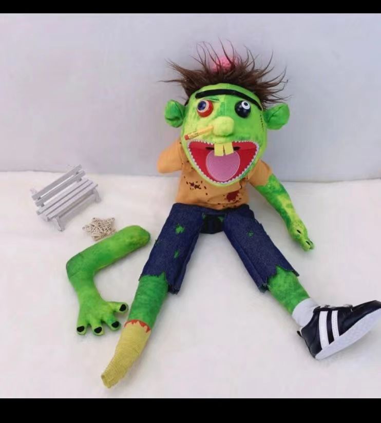 Jeff hand puppet toy, mouth-opening funny plush toy, zombie rock Jeff hand puppet Application Scenario