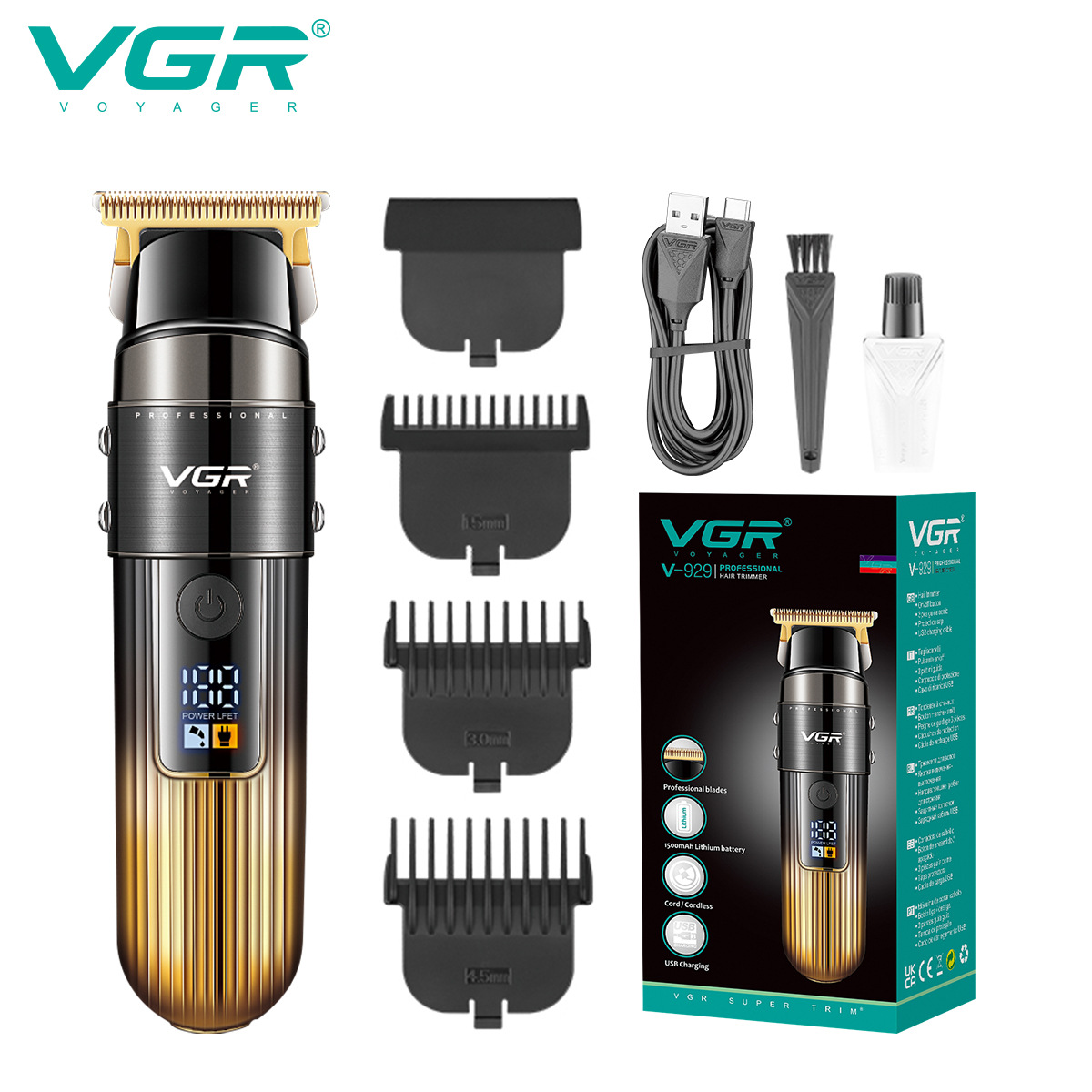 VGR929 Cross-border electric hair clipper rechargeable self-shaving power clipper engraving household electric hair clipper