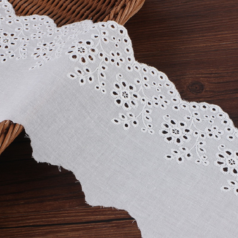 Single-sided cotton fabric large lace women's clothing accessory lace, all-cotton hollowed-out embroidered cotton fabric lace