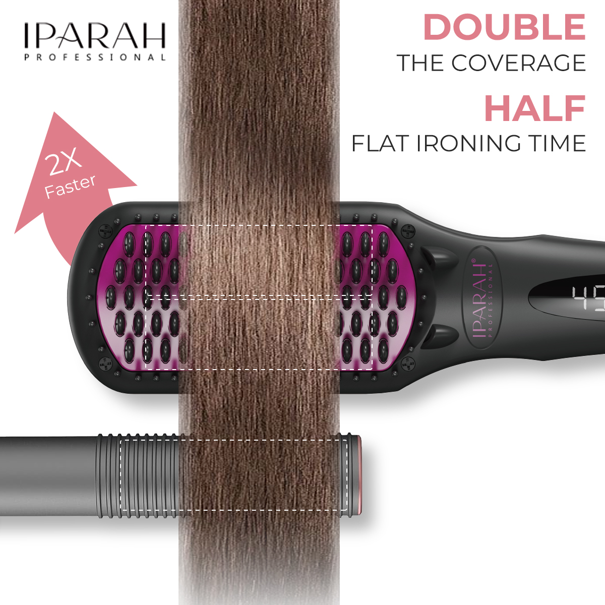 IPARAH Cross-border Home Hair Straightening comb LED display 230° rapid heating hair straightening device Negative ion hair care P-282B/282P details Picture