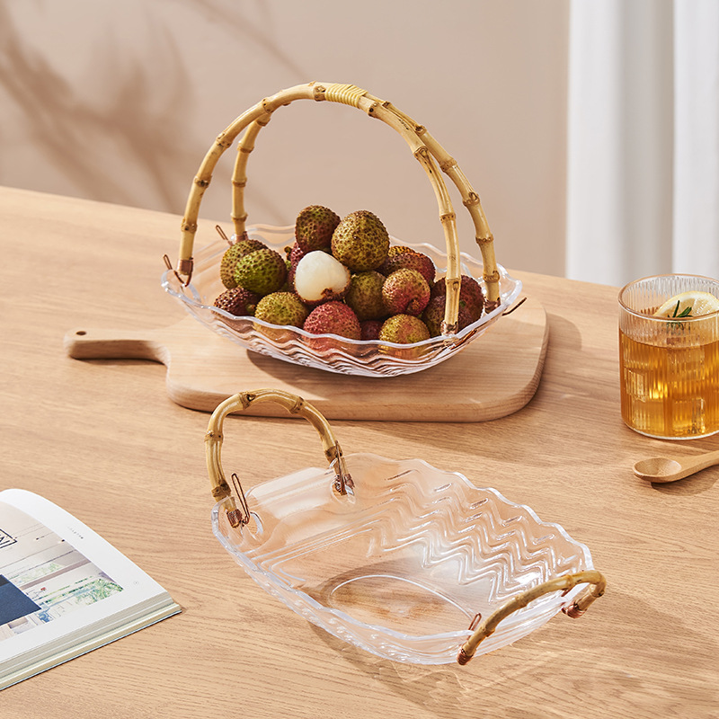 藤编/高脚果盘/餐具/编织/果盘陶瓷产品图