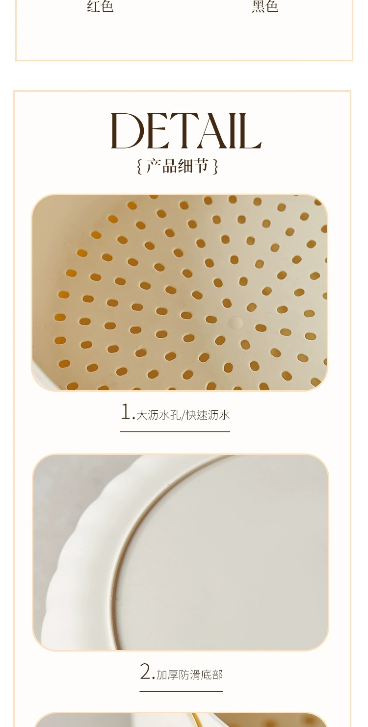 S137-1013ins风家用厨房果蔬篮加大加厚双层水果收纳蓝沥水篮洗菜详情图11