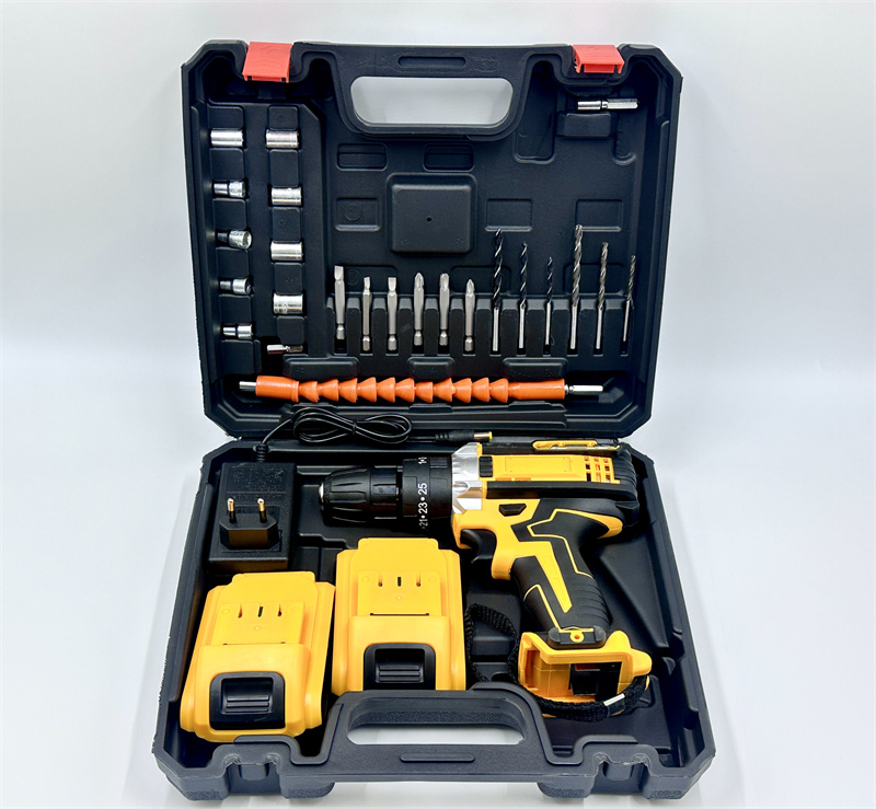 Wholesale of functional lithium battery drill and screwdriver sets, rechargeable hand drills, impact drills, household hand drill toolboxes pic 1