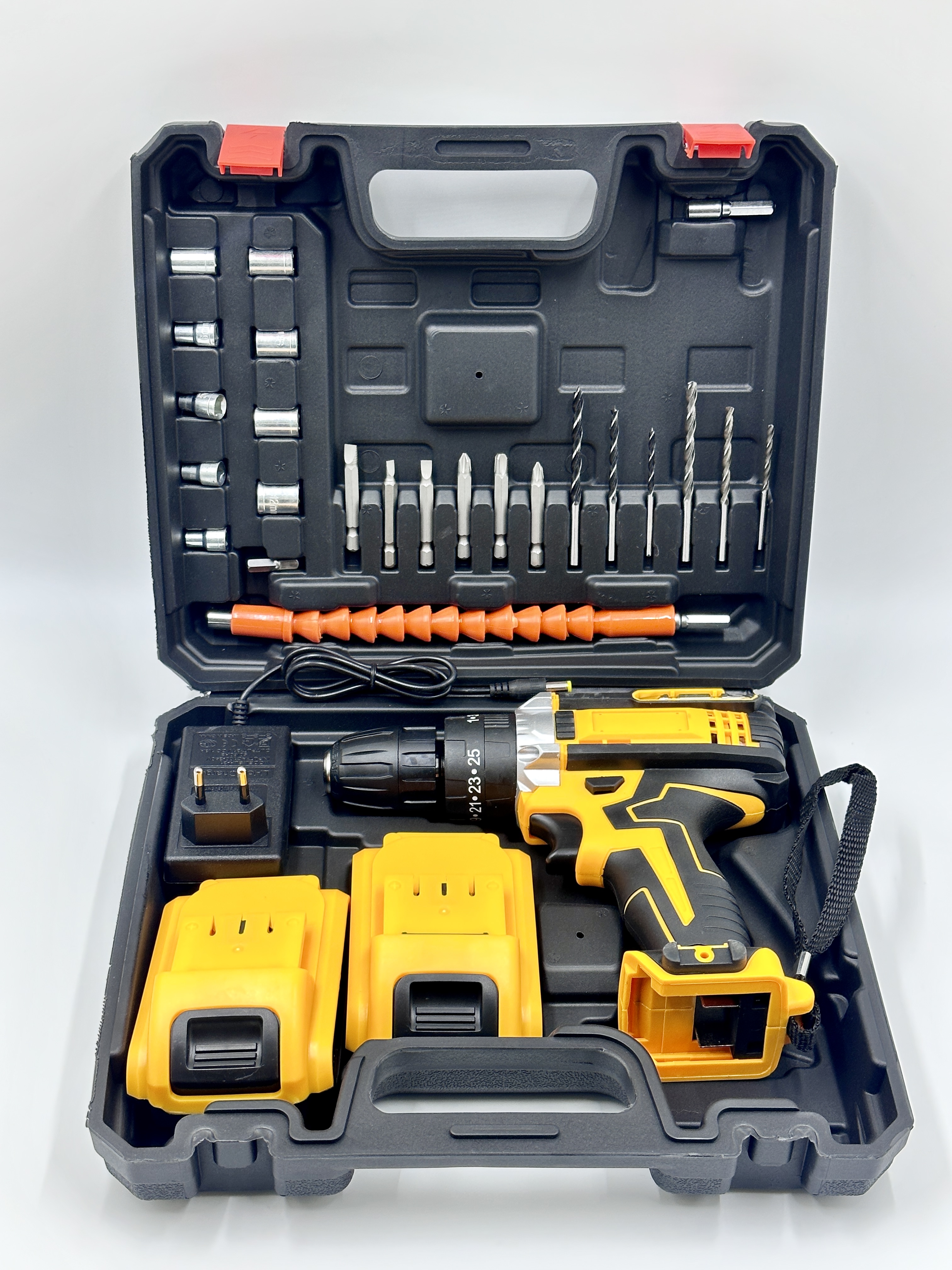 Wholesale of functional lithium battery drill and screwdriver sets, rechargeable hand drills, impact drills, household hand drill toolboxes