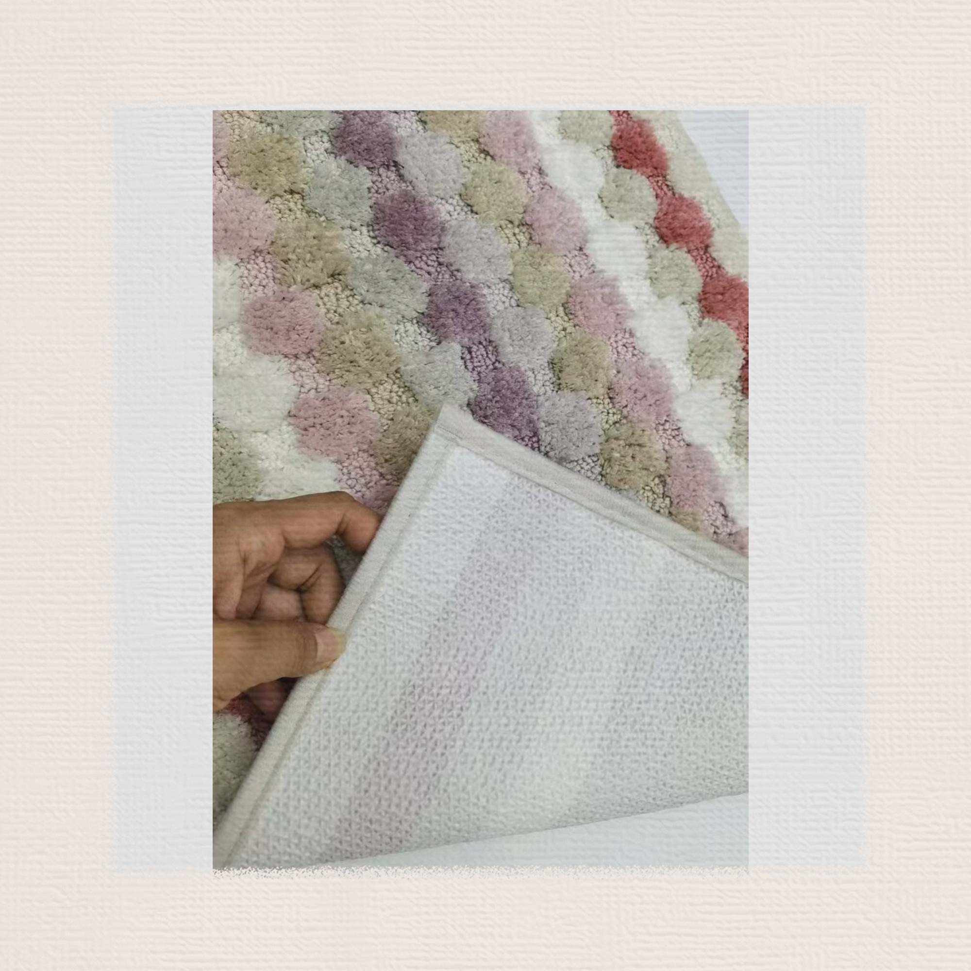 TPA base color three-dimensional checkered carpet, super-fine carpet, anti-slip mat, foot mat, door mat, kitchen mat, bathroom mat, size 40*60cm details Picture