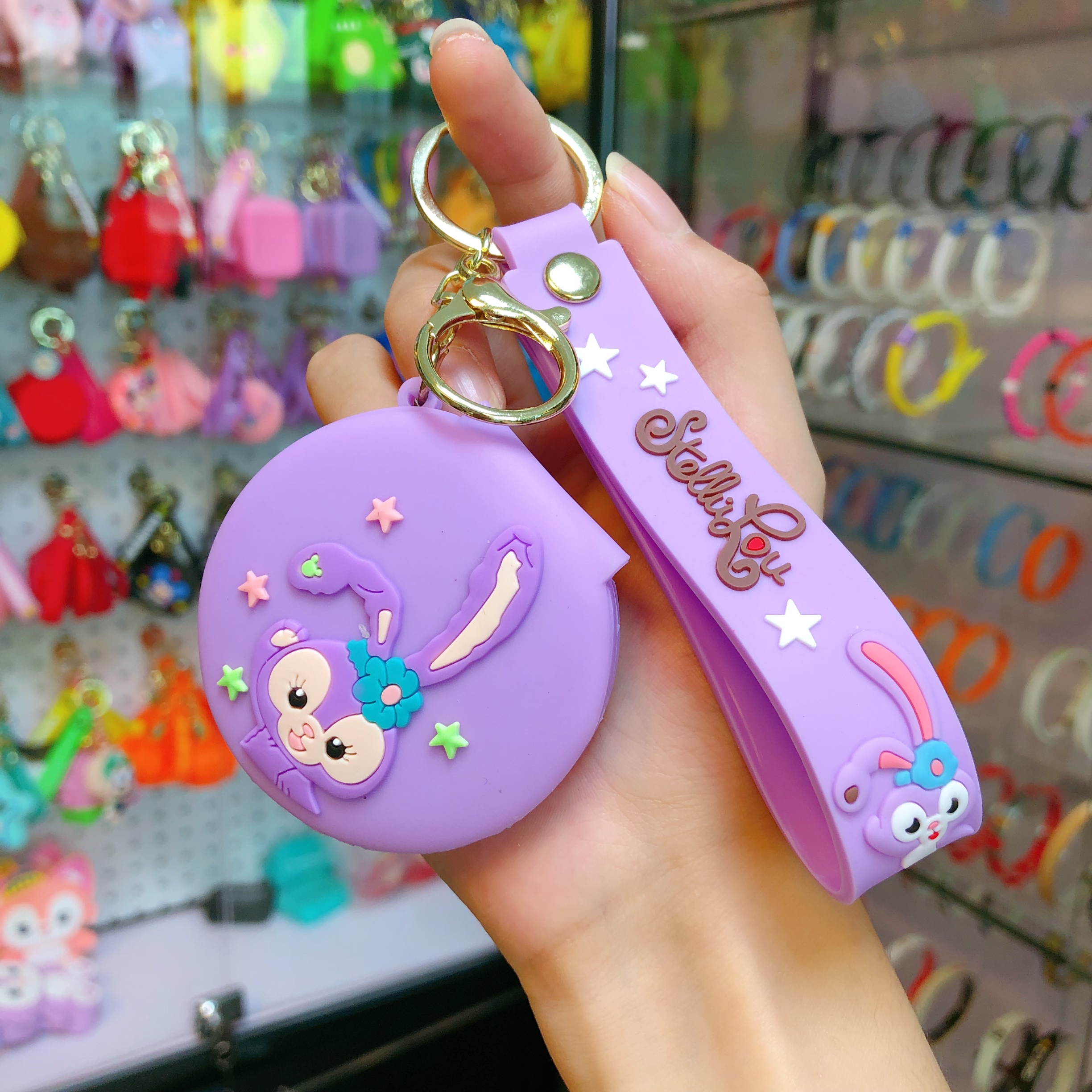 Lindo dibujo animado de silicona estrella delo llavero para niñas fácil maquillaje pequeño espejo pareja colgante pequeño regalo regalo pequeño al por mayor lindo dibujo animado de silicona estrella delo llavero para niñas conveniente maquillaje pequeño espejo pareja colgante pequeño regalo Item Picture
