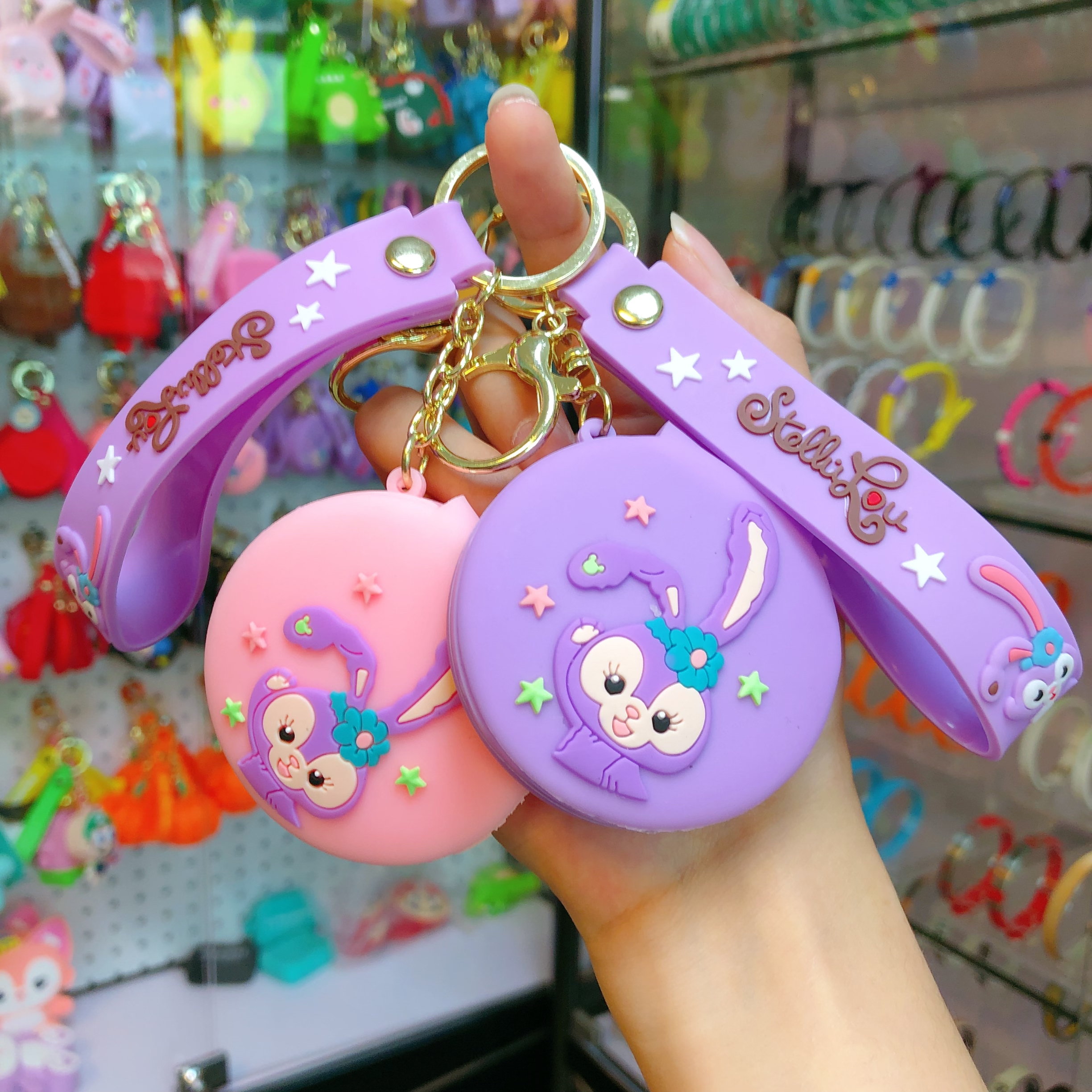 Lindo dibujo animado de silicona estrella delo llavero para niñas fácil maquillaje pequeño espejo pareja colgante pequeño regalo regalo pequeño al por mayor lindo dibujo animado de silicona estrella delo llavero para niñas conveniente maquillaje pequeño espejo pareja colgante pequeño regalo