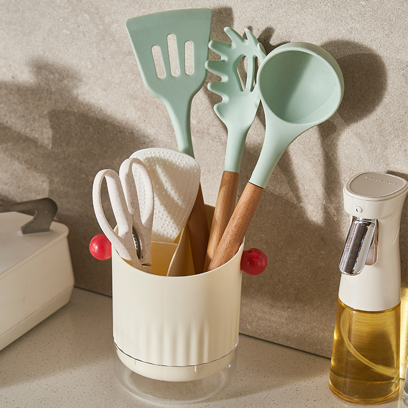 S137-TD-1014多功能圆形置物架筷子筒高颜值可沥水筷笼家用收纳产品图