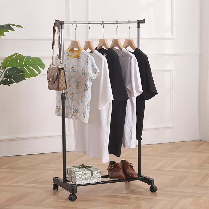 升降式衣帽架室内单杆双杆落地式挂衣架可移动阳台晾衣架批发产品图