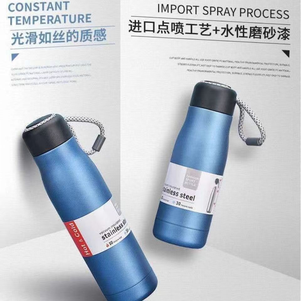 Stainless steel vacuum insulated cup, outdoor portable water cup, gift cup, large-capacity sports kettle with handle rope, knight cup details Picture