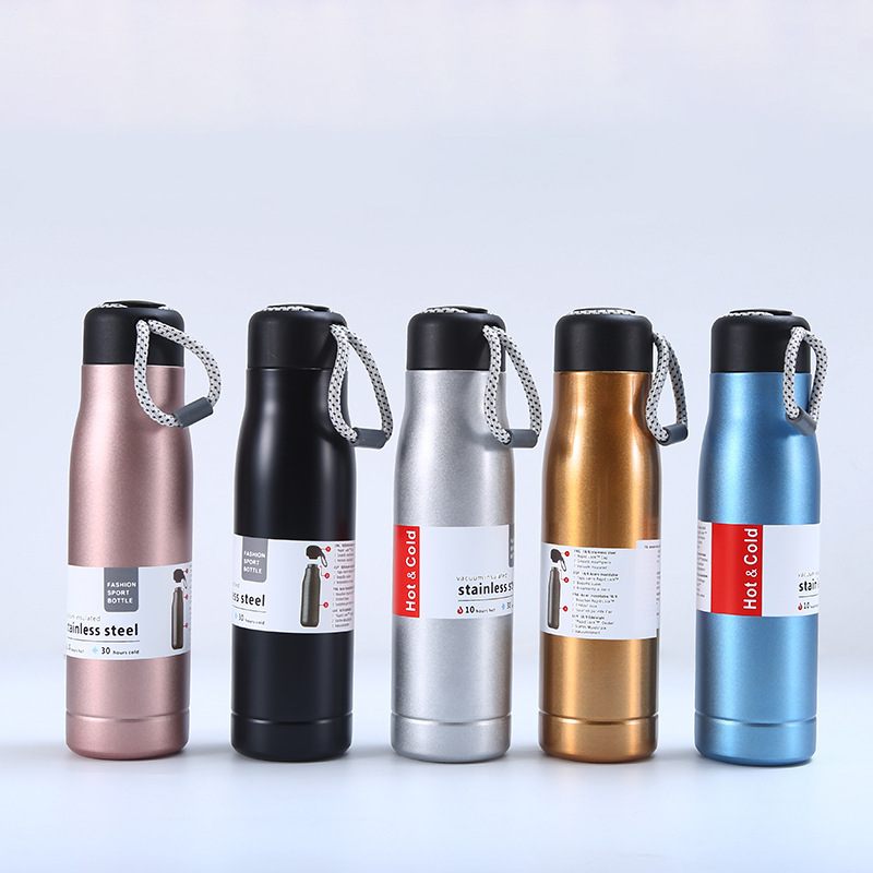 Stainless steel vacuum insulated cup, outdoor portable water cup, gift cup, large-capacity sports kettle with handle rope, knight cup Specification image
