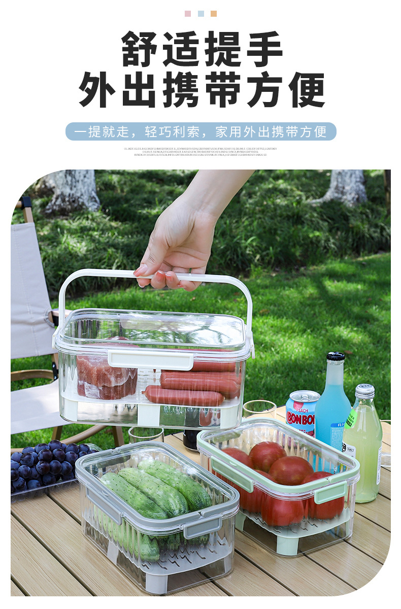 手提保鲜盒野餐篮冰箱保鲜盒便当盒户外零食水果密封盒冷藏收纳盒详情2