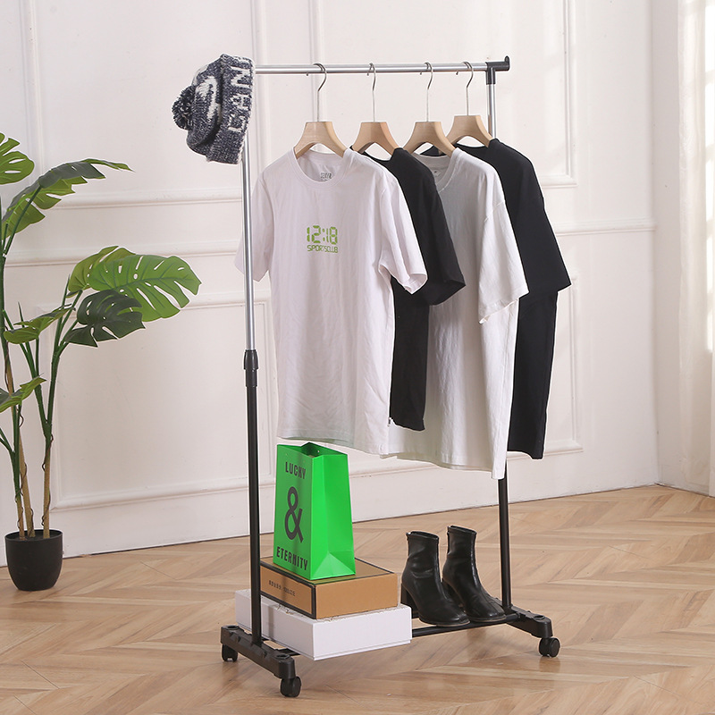 升降式衣帽架室内单杆双杆落地式挂衣架可移动阳台晾衣架批发详情1