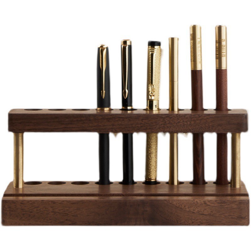 Office desktop wooden storage rack, creative mobile phone stand, multi-purpose walnut pen holder and solid wood pen holder