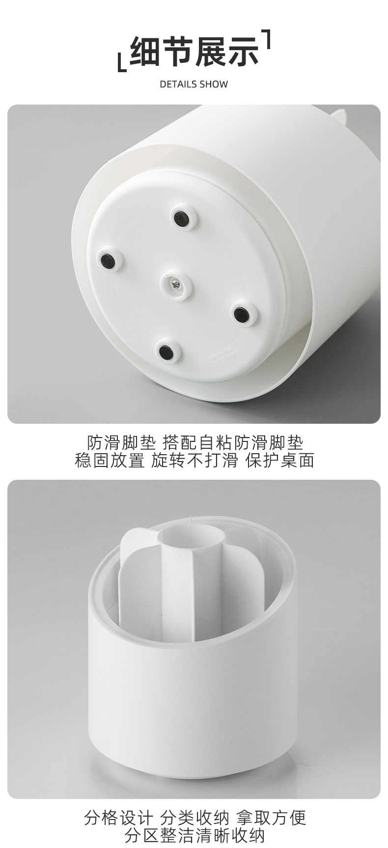 Large-capacity 360-degree rotating makeup brush storage bucket, dressing table, eyebrow pencil, eyeshadow brush, dust-proof covered pen holder storage box pic 6