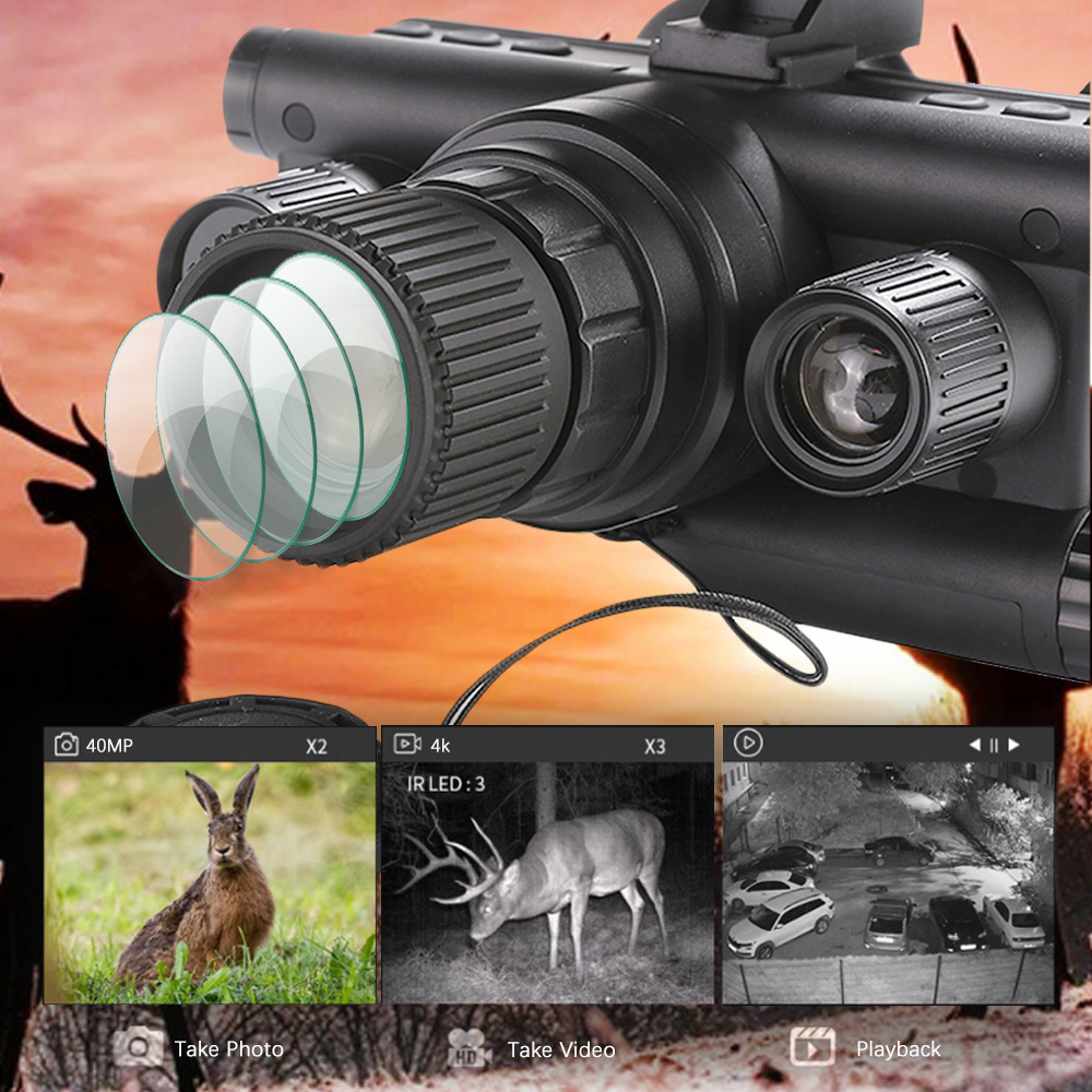 OHB-R5 1080P HD Night Vision Digital Binoculars 600M Long Range Hunting with IR & Tacticle Flashlight Head Mounted Video Camera Specification drawing