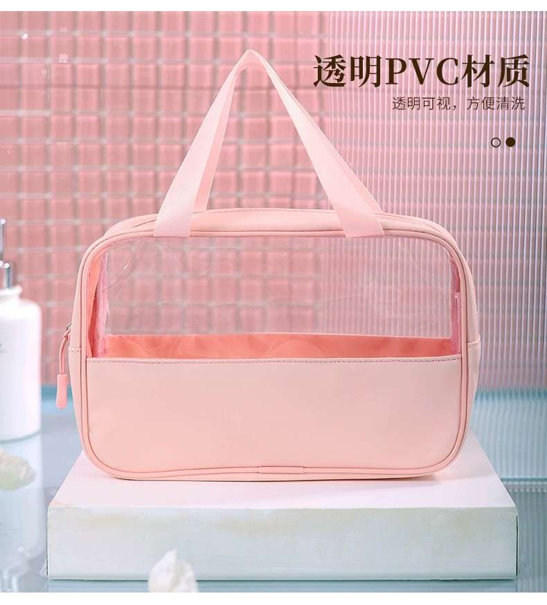 Transparent cosmetic bags, travel toiletries bags, beach waterproof storage bags, high appearance level, light luxury, ins style cosmetic bags wholesale detail image 6