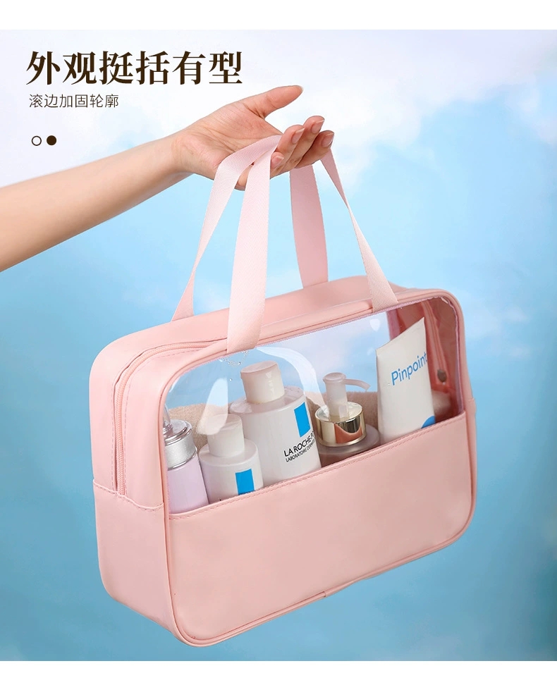 Transparent cosmetic bags, travel toiletries bags, beach waterproof storage bags, high appearance level, light luxury, ins style cosmetic bags wholesale detail image 5