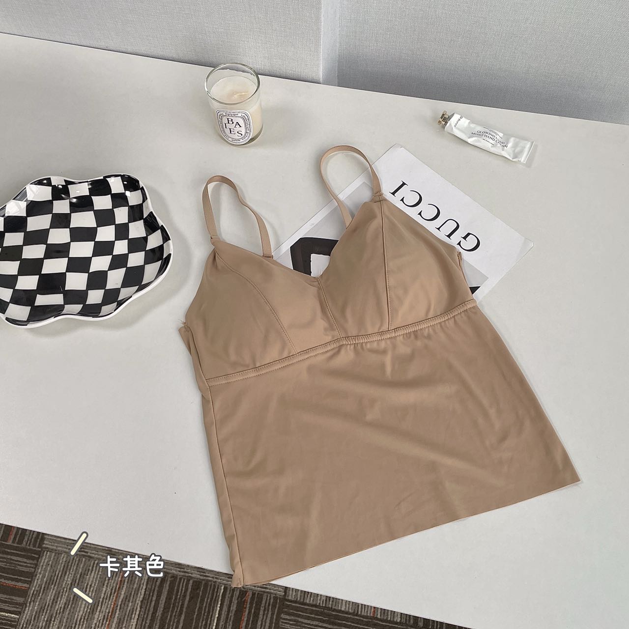 夏季冰丝吊带背心女内搭设计感小众外穿带胸垫固定打底辣妹上衣详情11