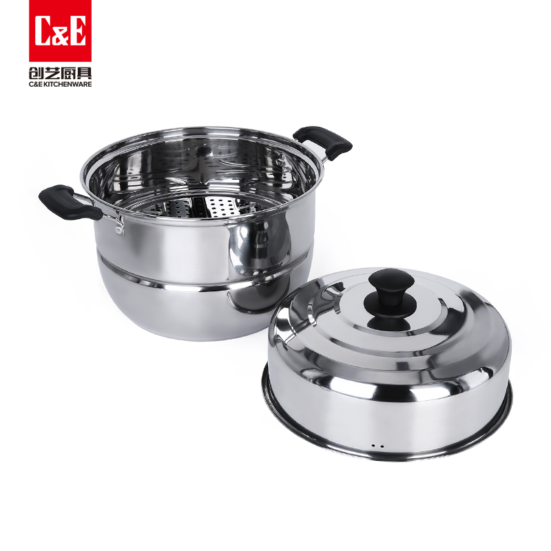 C&E Creative Three-layer steamer, 304 stainless steel, top steaming and bottom boiling, multi-functional pot with a double bottom, large capacity soup pot, kitchenware for home use pic 8
