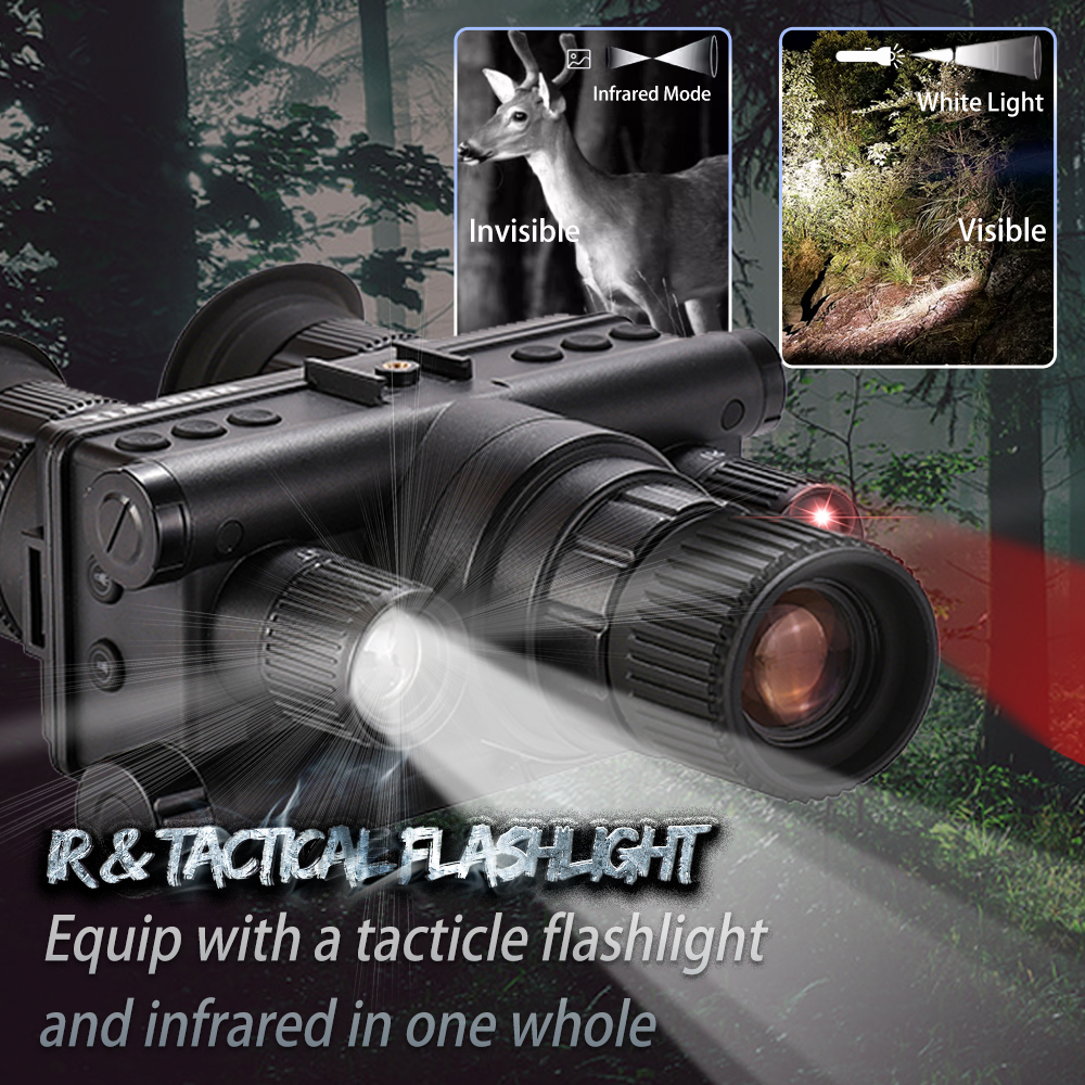 OHB-R5 1080P HD Night Vision Digital Binoculars 600M Long Range Hunting with IR & Tacticle Flashlight Head Mounted Video Camera Application Scenario