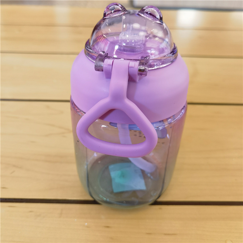 W67-9043 Creative Gradient Water Cup Children's Straw Cup Gradient Colorful Big-bellied Cup Cute Cartoon Student Water Cup detail image 9