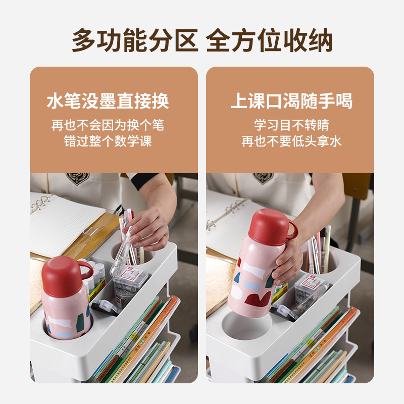 Portable book storage box, desk book storage wonder, classroom bookshelf, student wheeled box, book box, desk storage rack Specification image