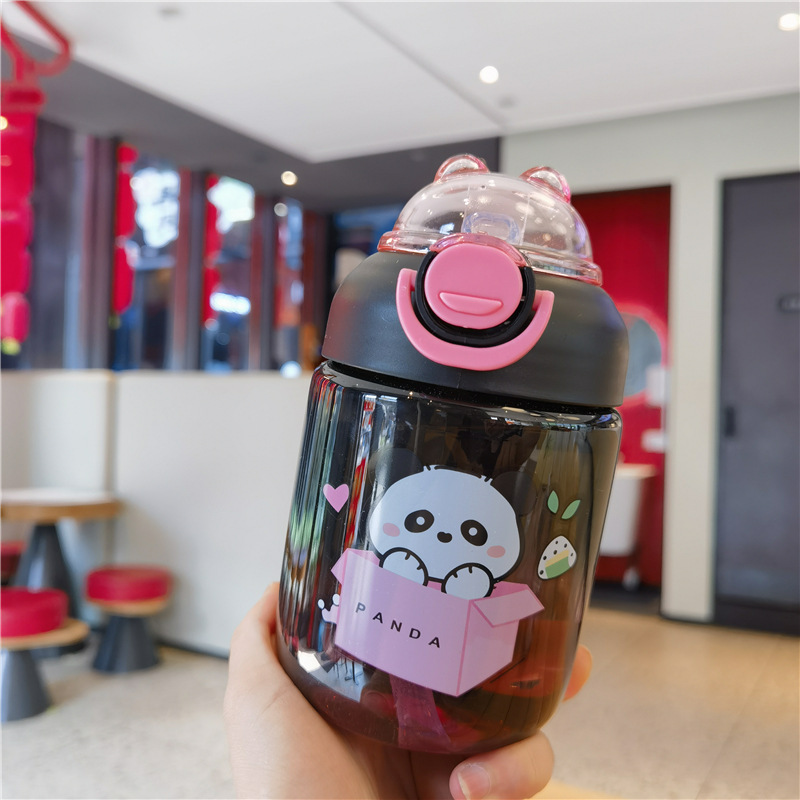 W67-9043 Creative Gradient Water Cup Children's Straw Cup Gradient Colorful Big-bellied Cup Cute Cartoon Student Water Cup detail image 5