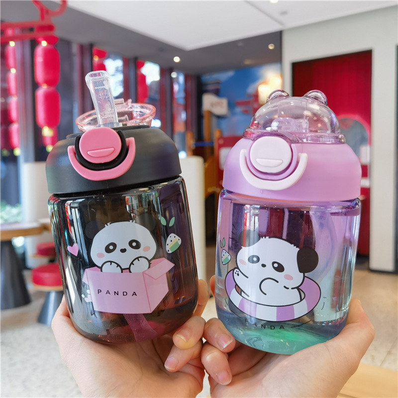 W67-9043 Creative Gradient Water Cup Children's Straw Cup Gradient Colorful Big-bellied Cup Cute Cartoon Student Water Cup detail image 7
