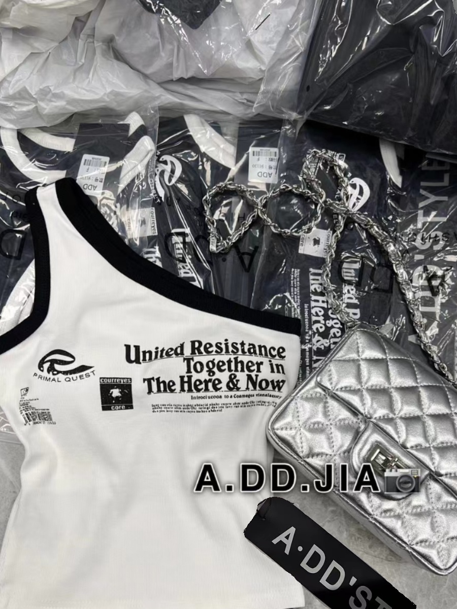 ADD letter-printed sleeveless vest for summer, new Korean style, sexy and slimming, off-the-shoulder design, spicy girl top for women Item Picture