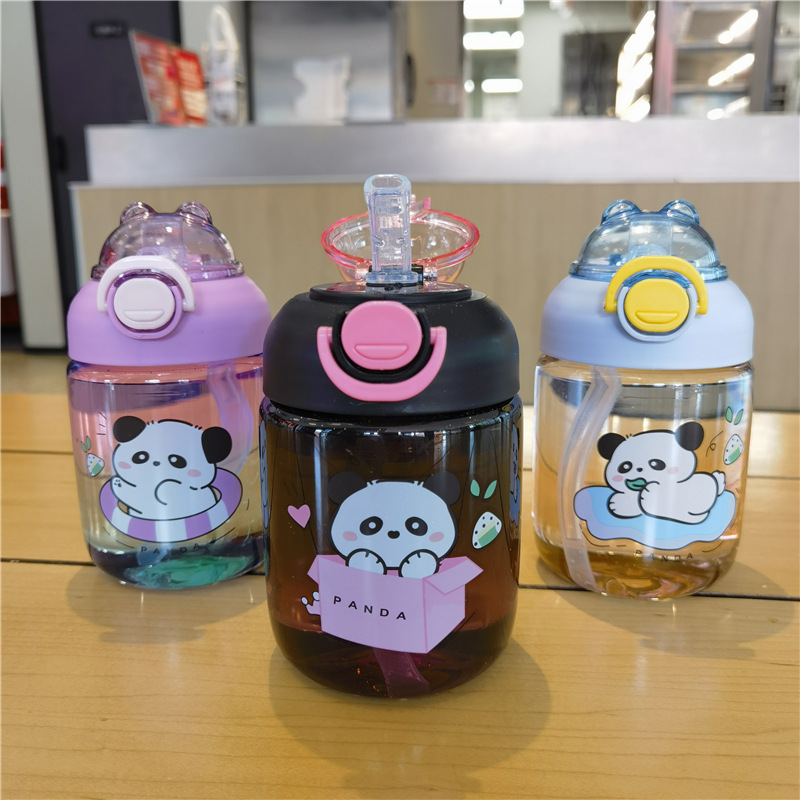 W67-9043 Creative Gradient Water Cup Children's Straw Cup Gradient Colorful Big-bellied Cup Cute Cartoon Student Water Cup