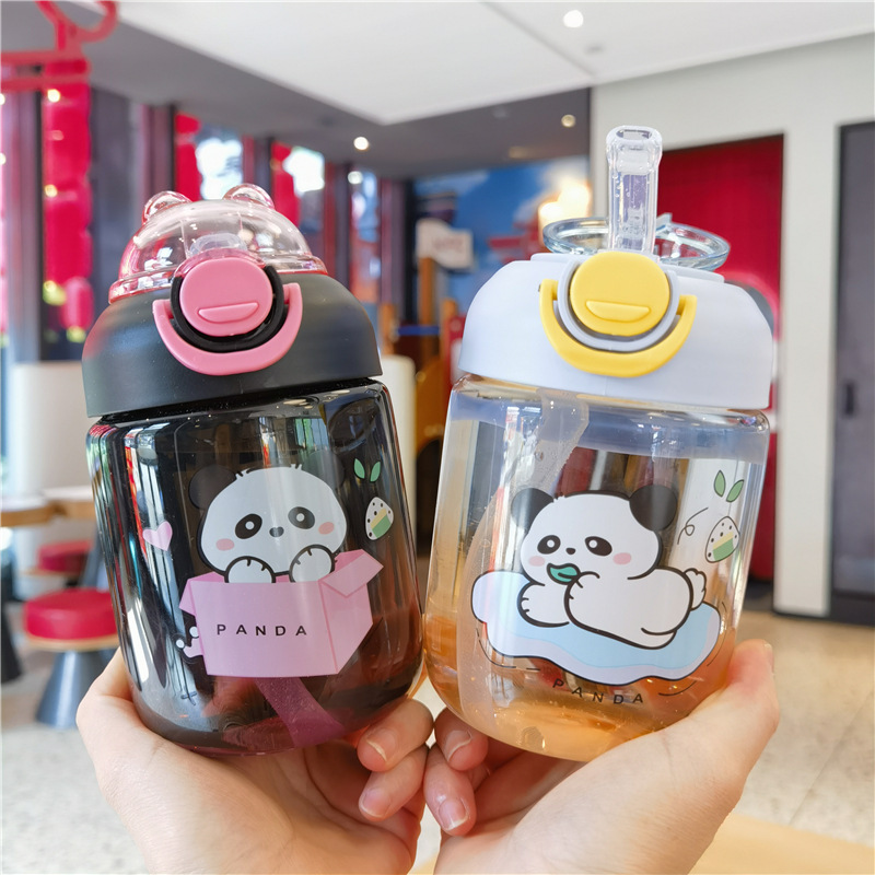 W67-9043 Creative Gradient Water Cup Children's Straw Cup Gradient Colorful Big-bellied Cup Cute Cartoon Student Water Cup Specification image