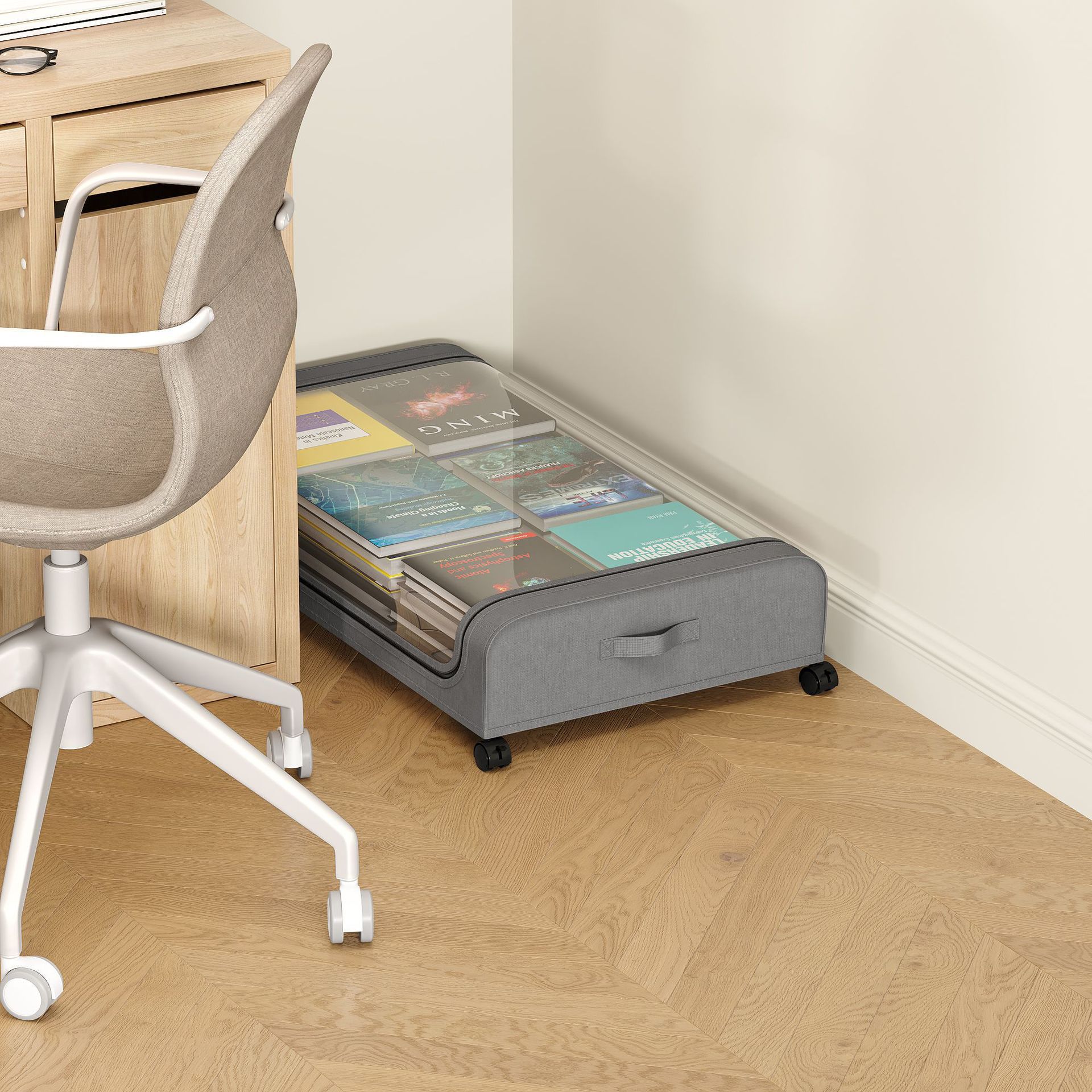 Cross-border Amazon dust-removing household bed under storage rack, sofa under clothes and shoes storage box, pulley organization box details Picture