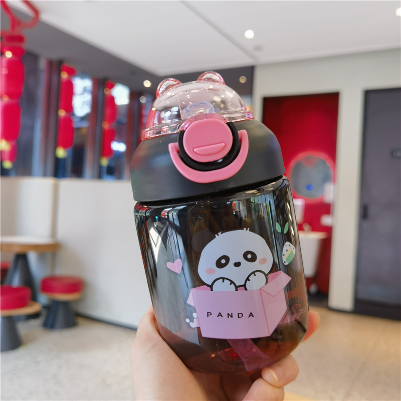 W67-9043 Creative Gradient Water Cup Children's Straw Cup Gradient Colorful Big-bellied Cup Cute Cartoon Student Water Cup Item Picture