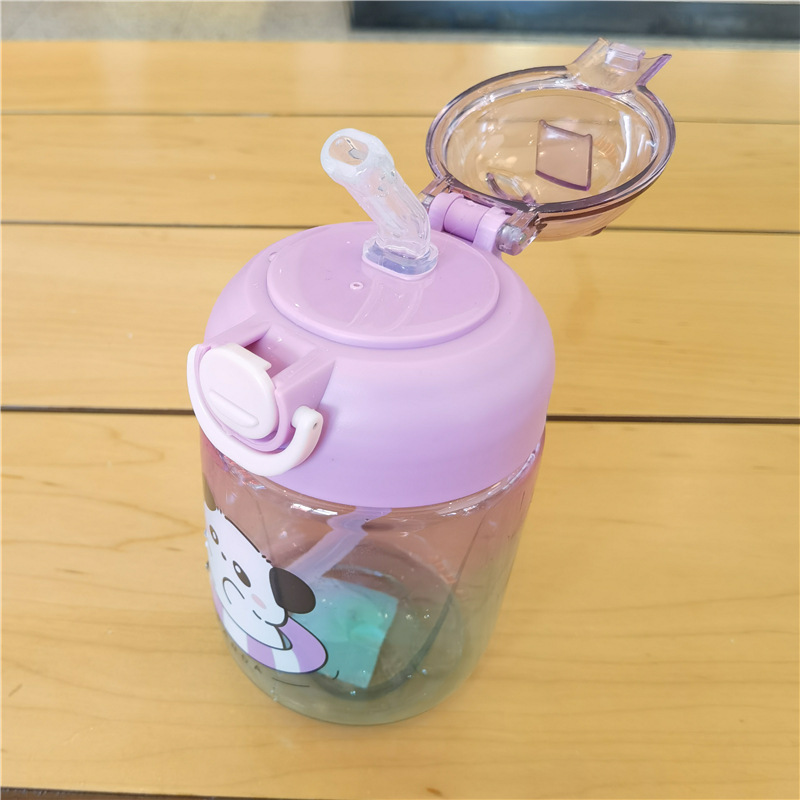 W67-9043 Creative Gradient Water Cup Children's Straw Cup Gradient Colorful Big-bellied Cup Cute Cartoon Student Water Cup detail image 8