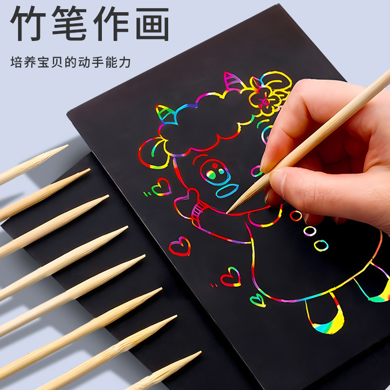 Factory wholesale of children's colorful scratch paintings, colorful scratch paper, and colorful creative painting art for kindergartens Application Scenario