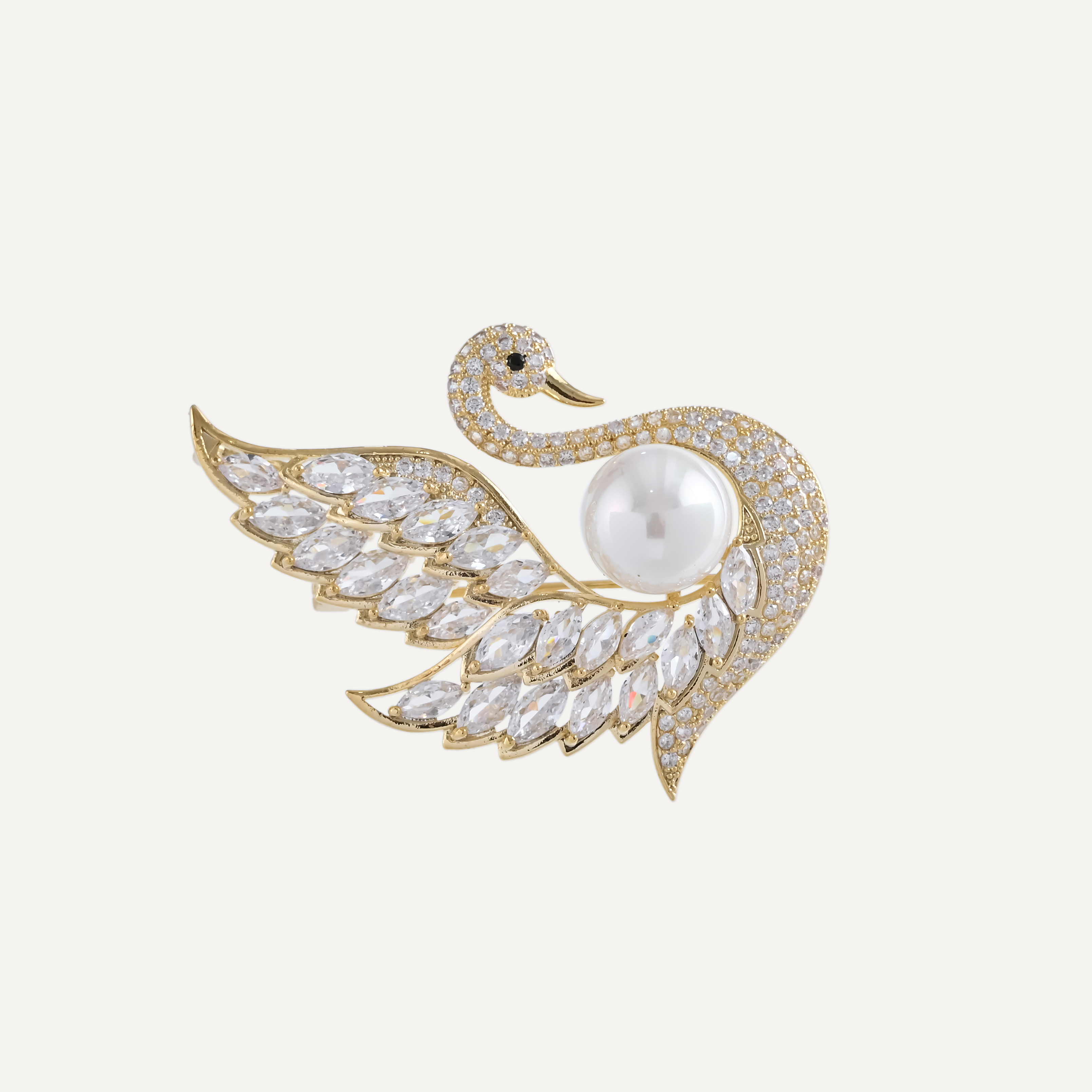 Xuhui brand copper-plated real gold and zircon swan brooch and pin decoration is fashionable and versatile. There are many women's styles to choose from Specification drawing