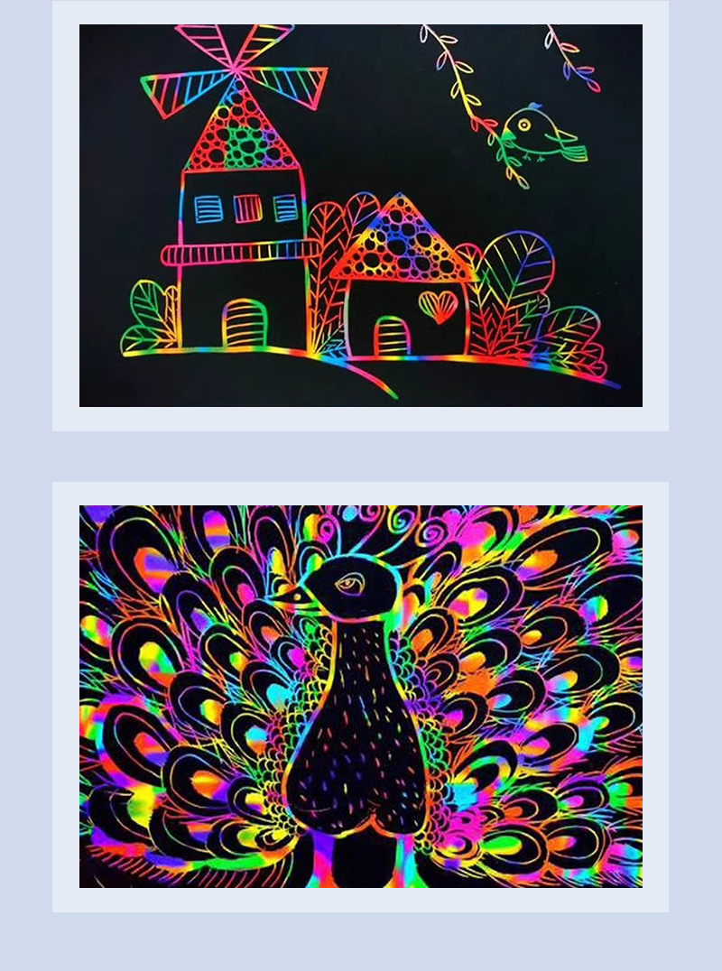 Factory wholesale of children's colorful scratch paintings, colorful scratch paper, and colorful creative painting art for kindergartens pic 13