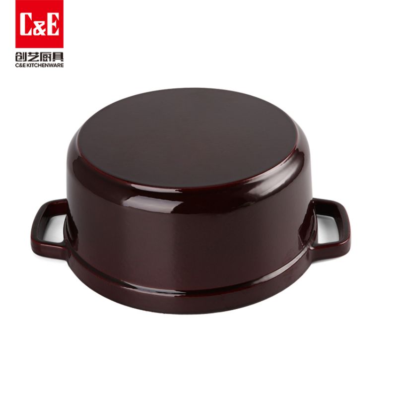 C&E Creative Enamel Cast Iron Soup Pot, a new high-appearance multi-functional non-stick pot for making soup and stewing, is a kitchenware for home use details Picture