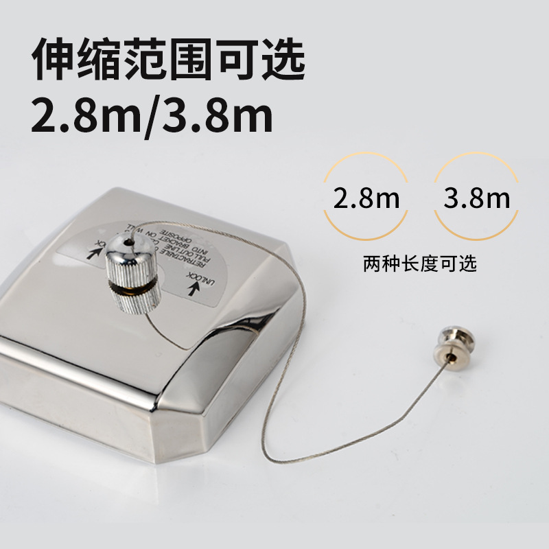 Indoor non-drilling telescopic clothes drying rope, hotel and bathroom wall-mounted invisible steel wire nylon clothes drying rope details Picture