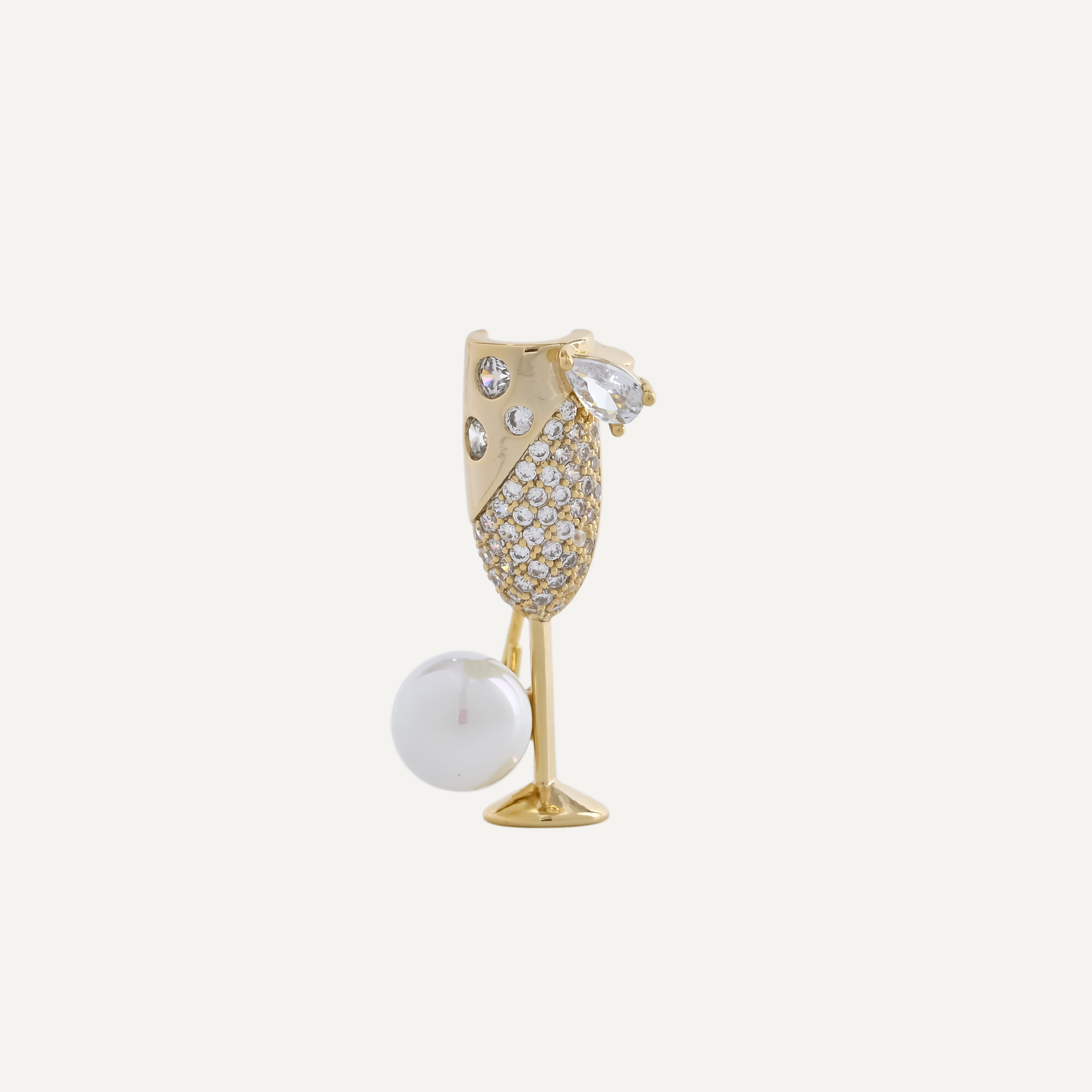 Xuhui brand copper-plated real gold and zircon inlaid tall glass, personalized brooch and pin decoration, fashionable and versatile brooch accessories, multiple women's styles to choose from details Picture