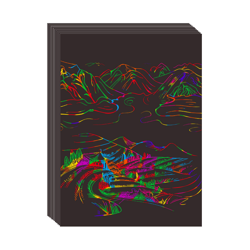 Factory wholesale of children's colorful scratch paintings, colorful scratch paper, and colorful creative painting art for kindergartens Item Picture