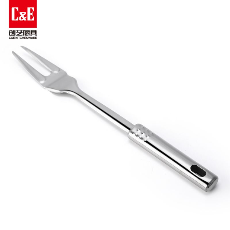 C&E Creative Kitchenware 7-piece set: Stainless steel spatulas, spatulas, soup spoons, meat forks, hollow handle storage rack, kitchenware for home use Item Picture