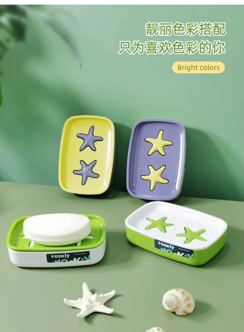 W60-VSK-015 Household draining soap box, bathroom soap rack, portable travel covered soap box, Double-layer draining student dormitory detail image 5