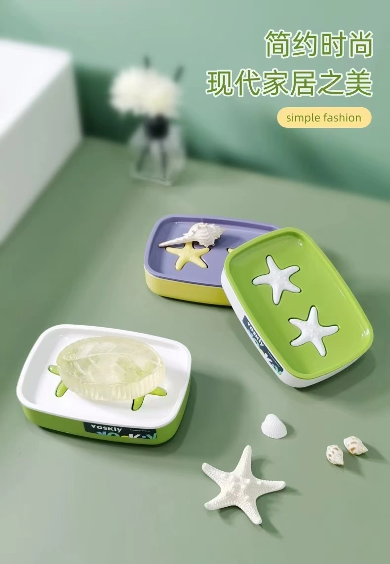 W60-VSK-015 Household draining soap box, bathroom soap rack, portable travel covered soap box, Double-layer draining student dormitory detail image 2